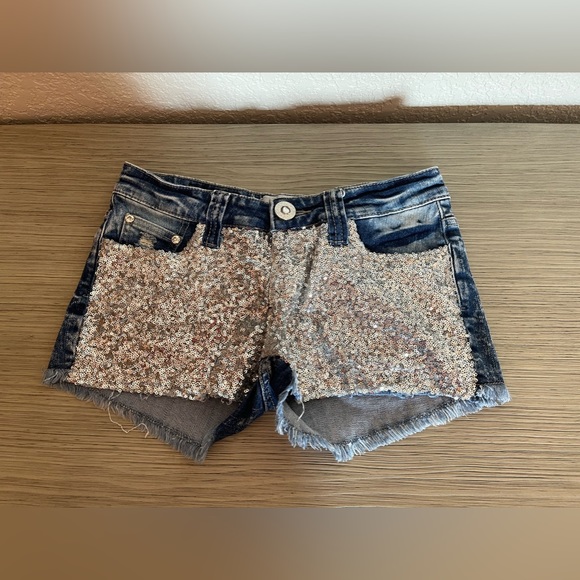 Buckle Shorts Sequin Denim Shorts Poshmark